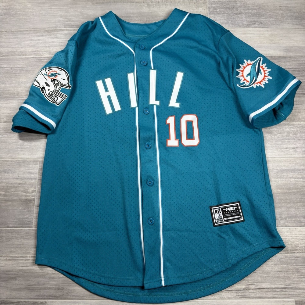 Tyreek Hill Miami Dolphins Aqua Mesh Button-Up Baseball Pro Standard Jersey Lrg